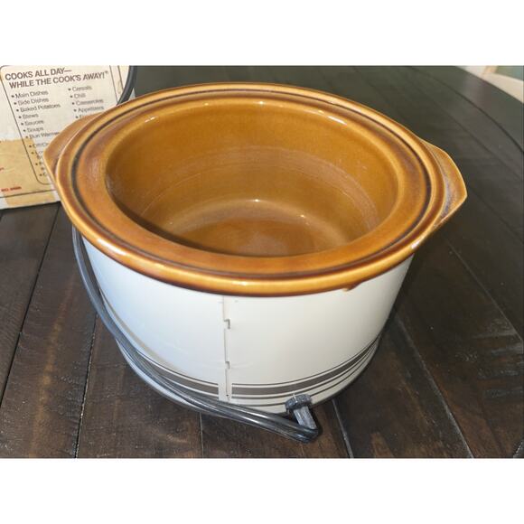 NIB New Vintage Rival Crock-Ette Stoneware Slow Cooker 1 Quart Almond Kitchen - Picture 7 of 9